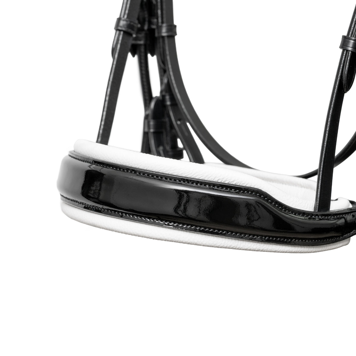 ❄️ Mont Blanc Black Patent Double Bridle With White Padding