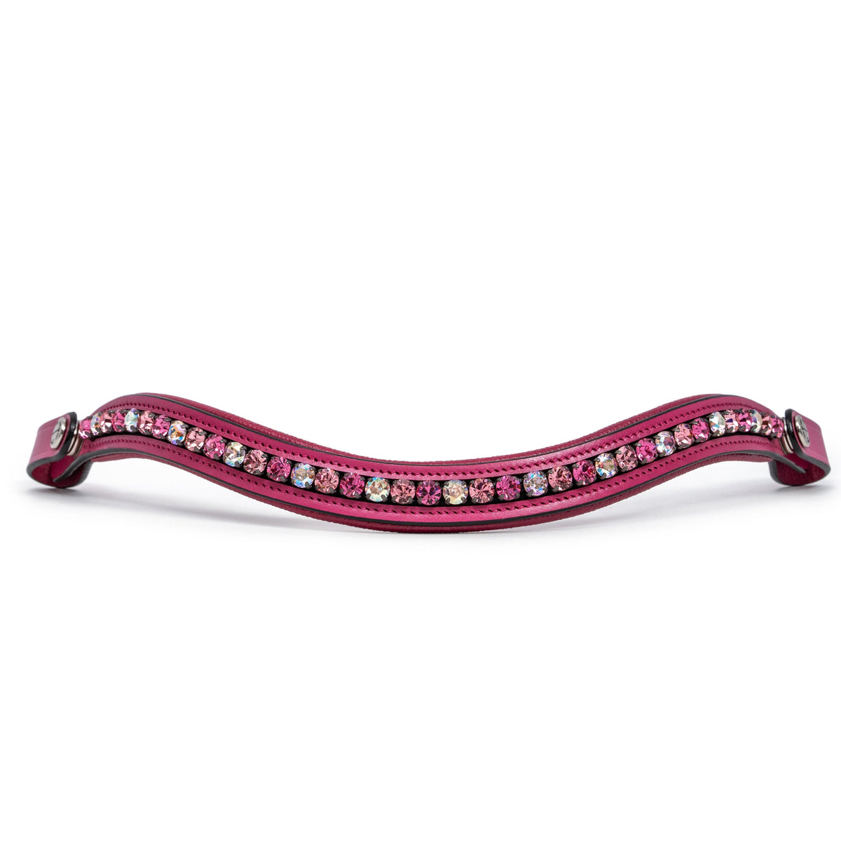 Pink leather browband with pink crystals