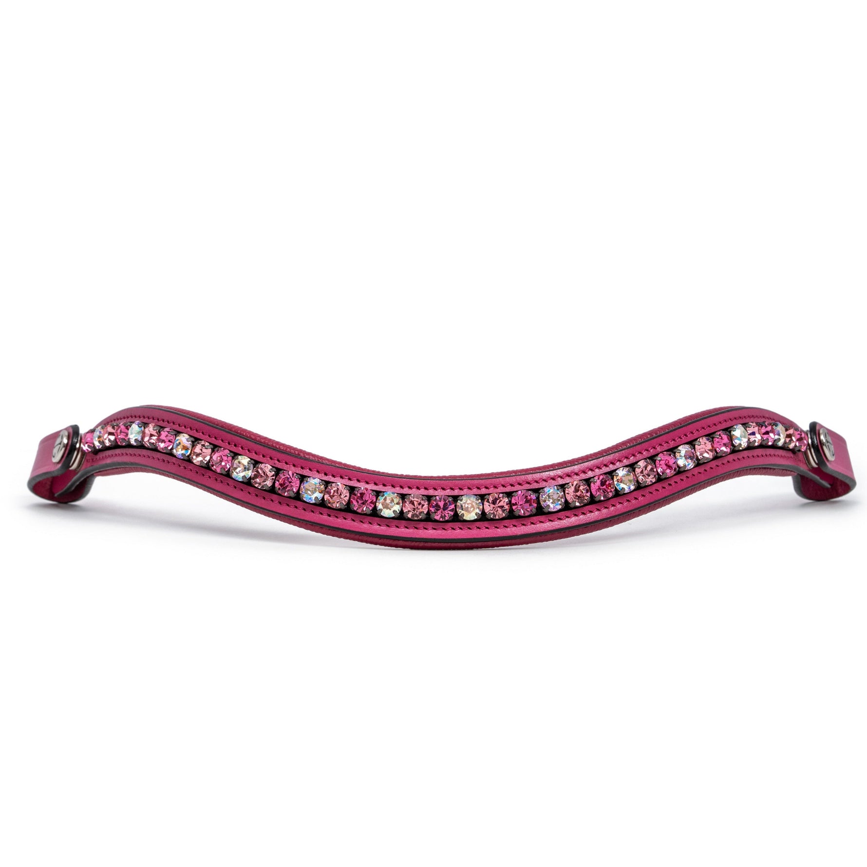Pink leather browband with pink crystals