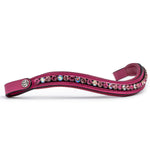 Pink leather browband with pink crystals on a white background