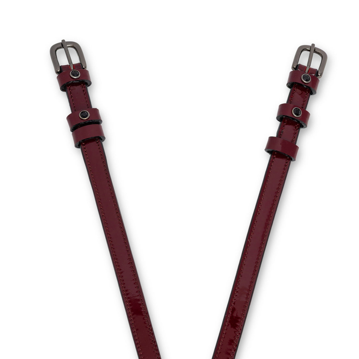 Hayworth Burgundy Patent Leather Spur Straps