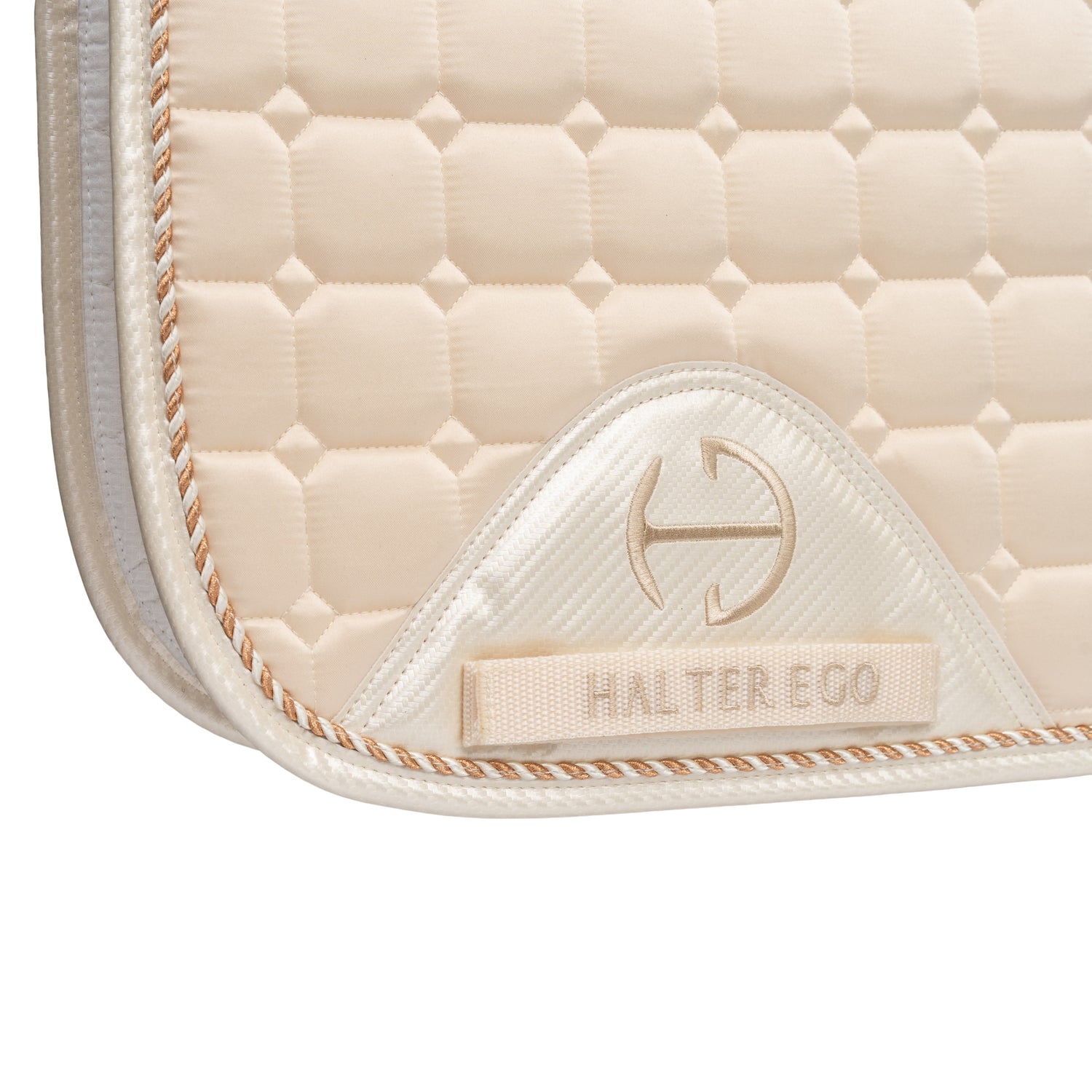 Carbon Tech Satin Classic Dressage Saddle Pad (Full) - Ivory Luxe