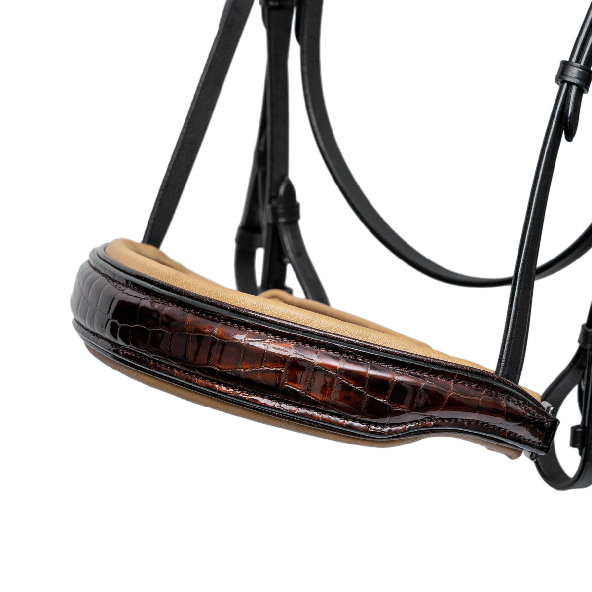 Limited Edition Whiskey Croc Black Leather Double Bridle
