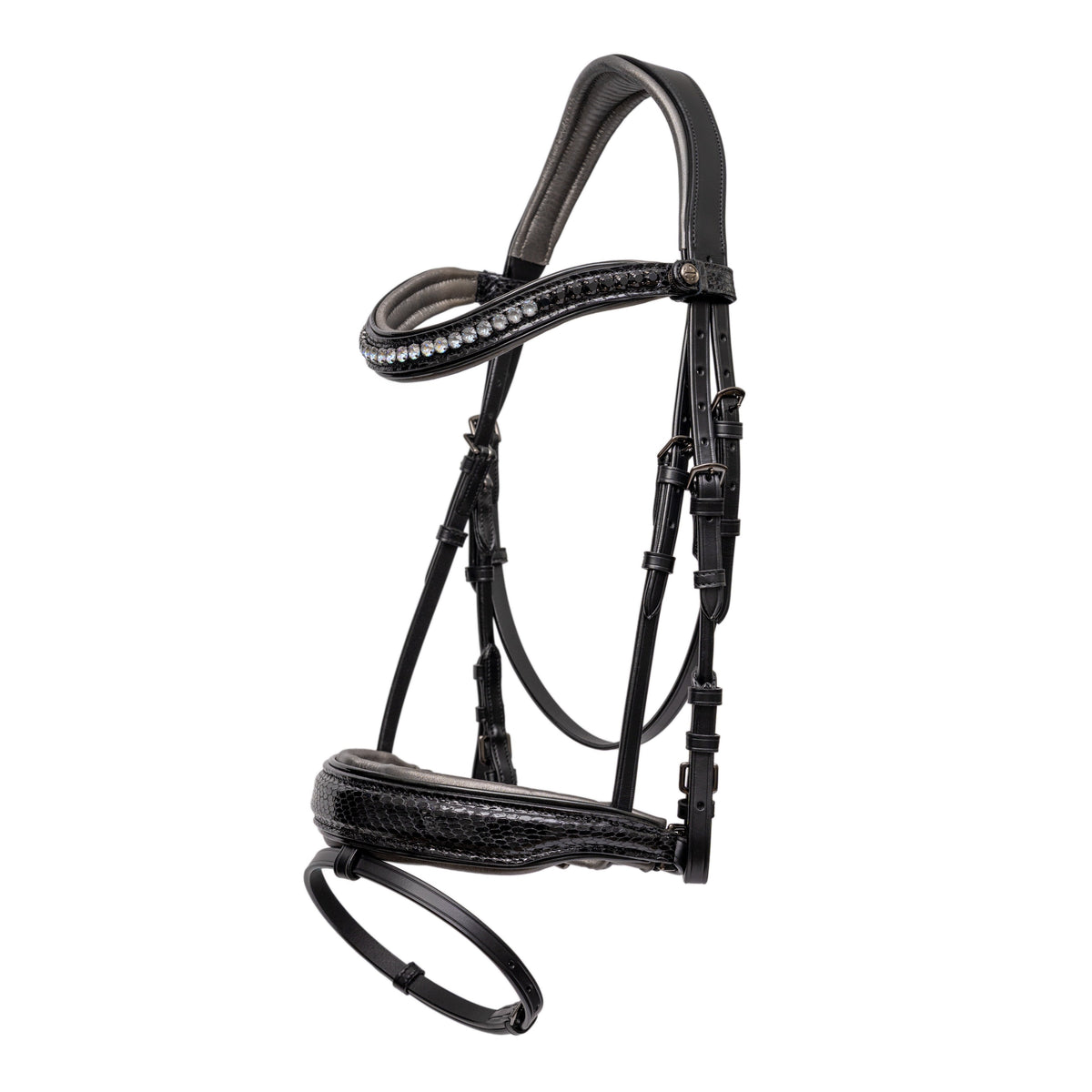 Black Patent Leather Snaffle Bridle