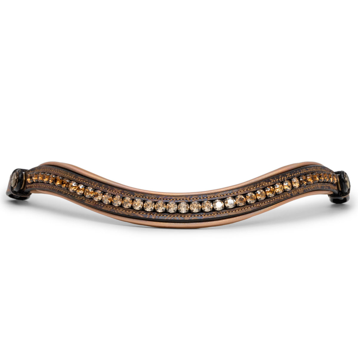 Kaleidoscope Brown Leather Tooled Leather Snaffle Bridle w/ Rose Gold Piping