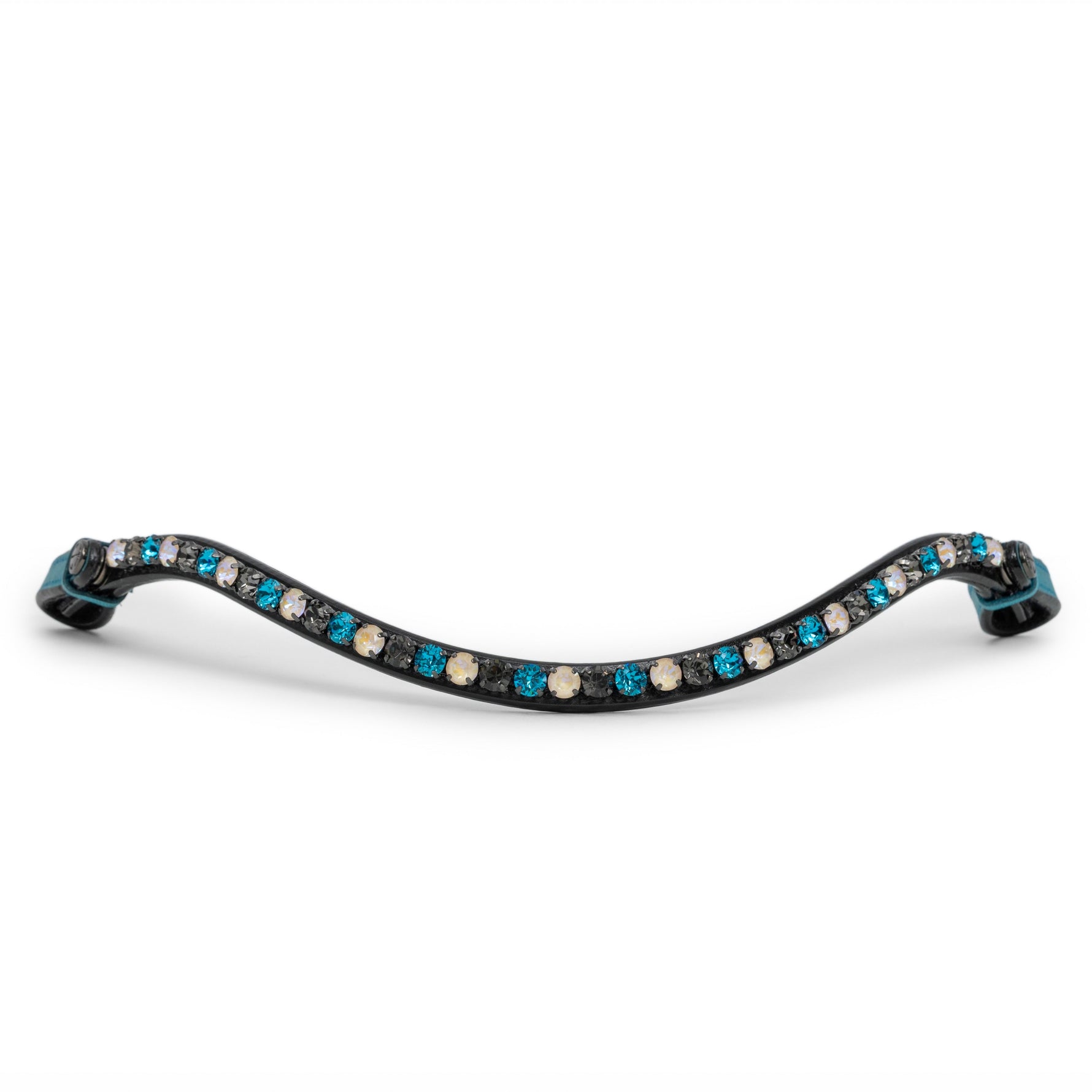 Decorative equestrian browband with crystals on a white background