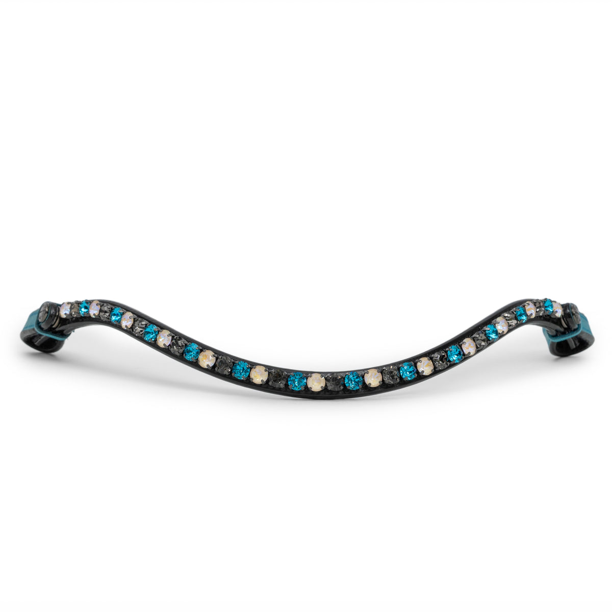 Decorative equestrian browband with crystals on a white background