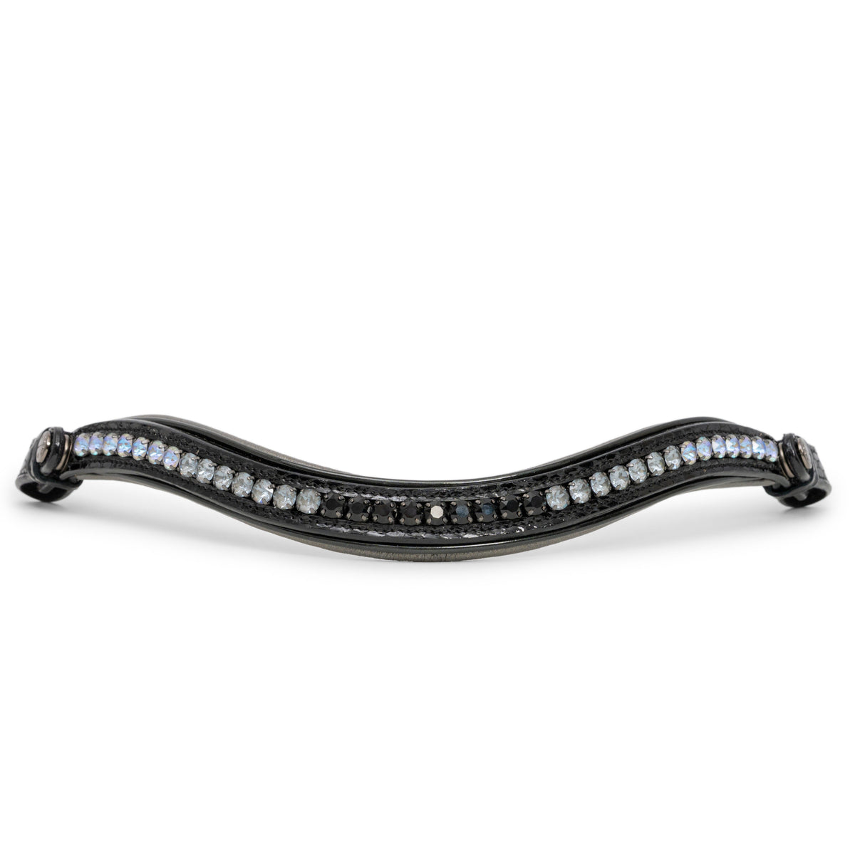 The Viper – Black Patent Double Bridle with Graphite Padding