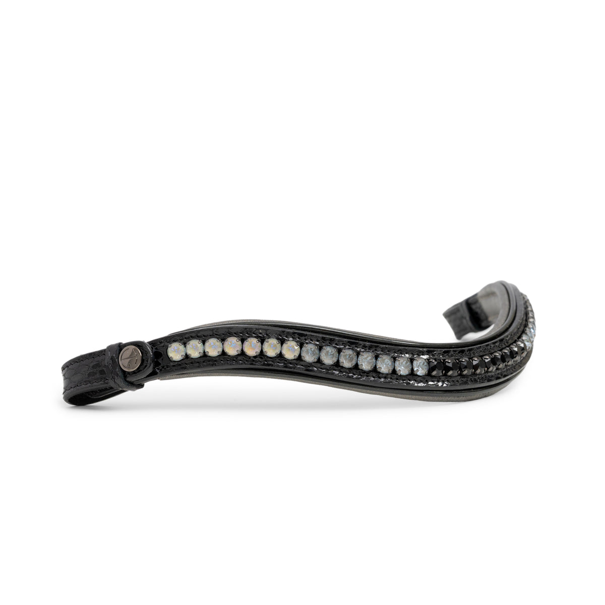 The Viper – Black Patent Double Bridle with Graphite Padding