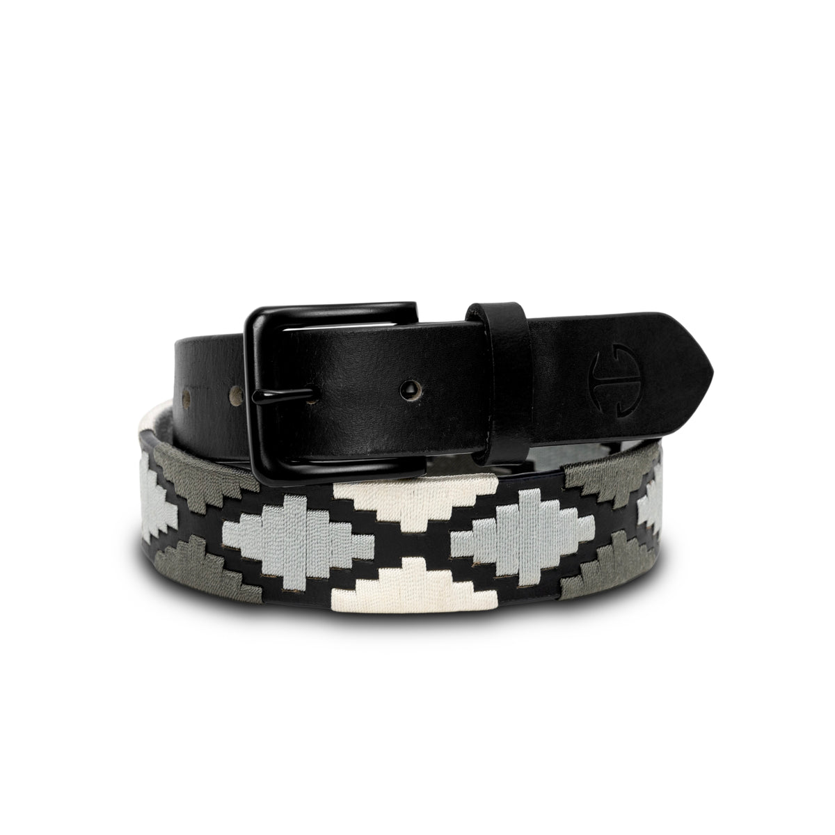 Sierra Blanca  -Gunmetal Grey, Silver & Pearl Black Leather Polo Belt