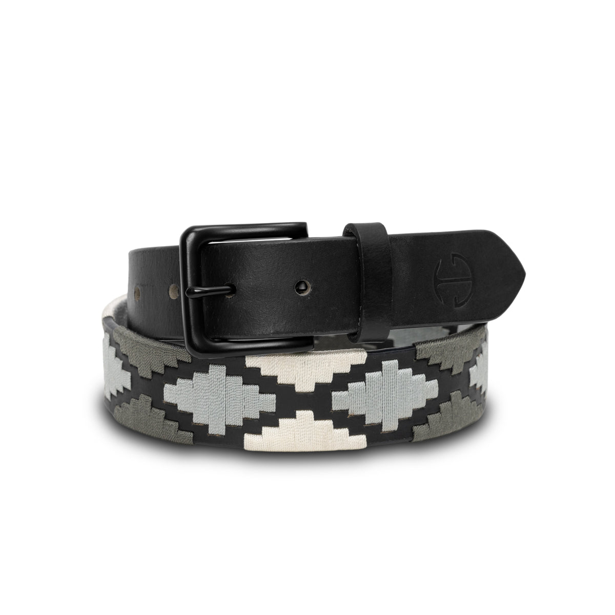 Sierra Blanca  -Gunmetal Grey, Silver & Pearl Black Leather Polo Belt