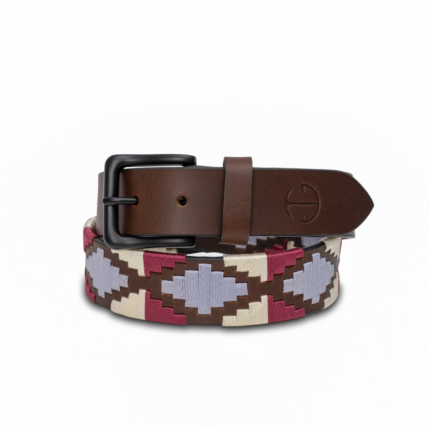 Viñedo - Burgundy, Lavender Ice Blue, Brown & Ivory Brown Leather Polo Belt