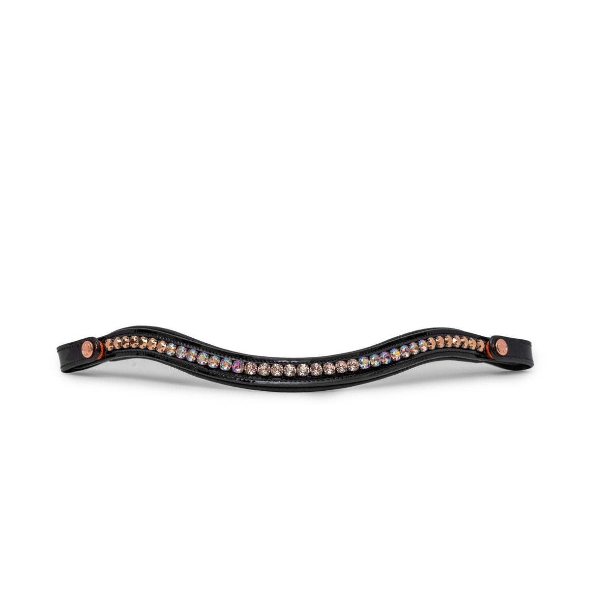 Rosé Moet Black Patent Browband With Snaps