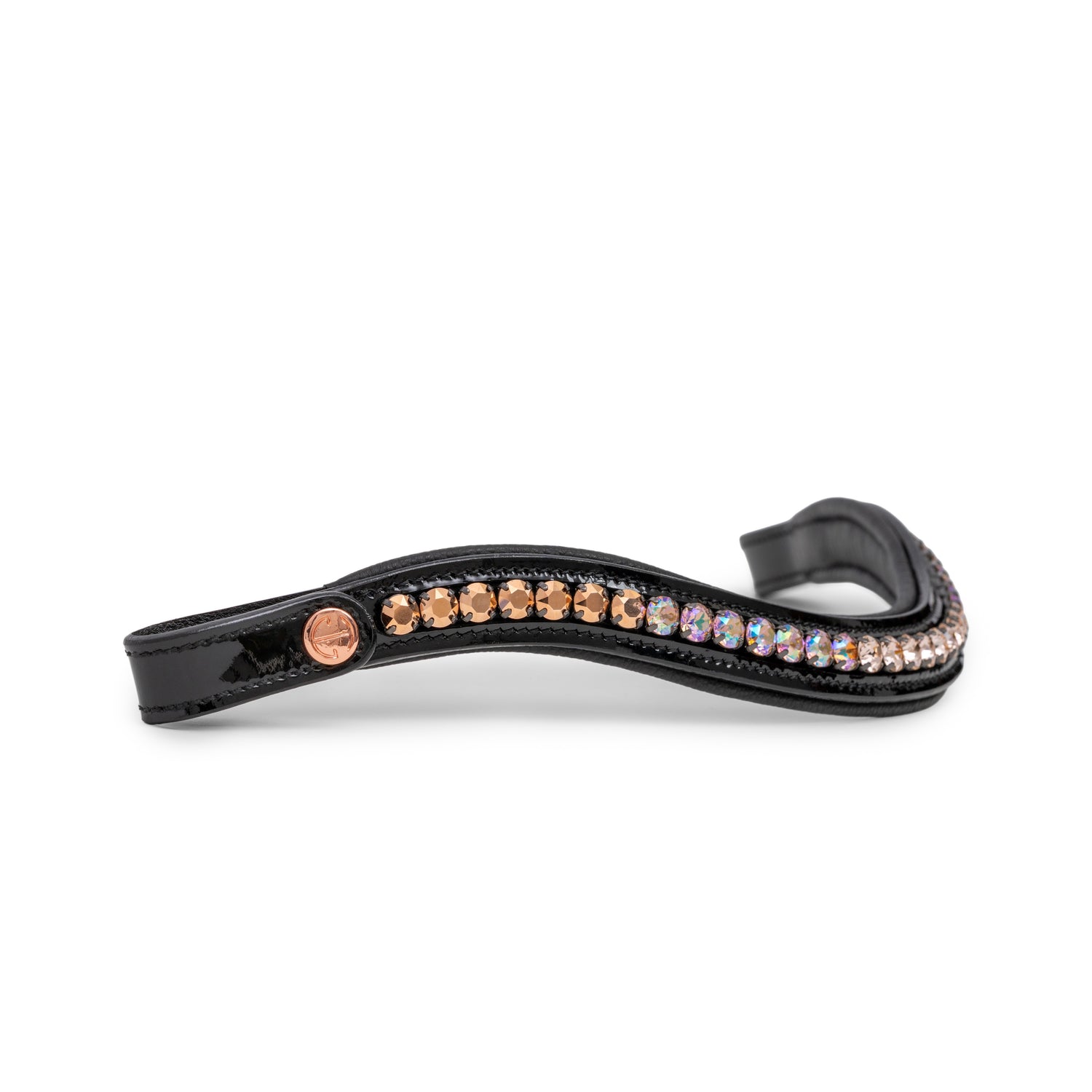 Rosé Moet Black Patent Browband With Snaps