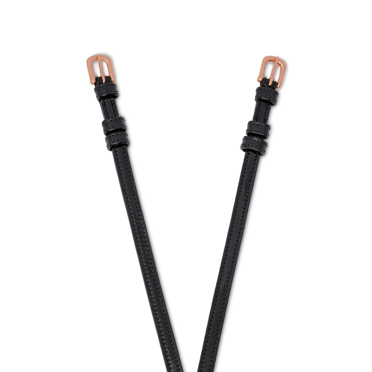 Aurelia Black Patent & Rose Gold Spur Straps