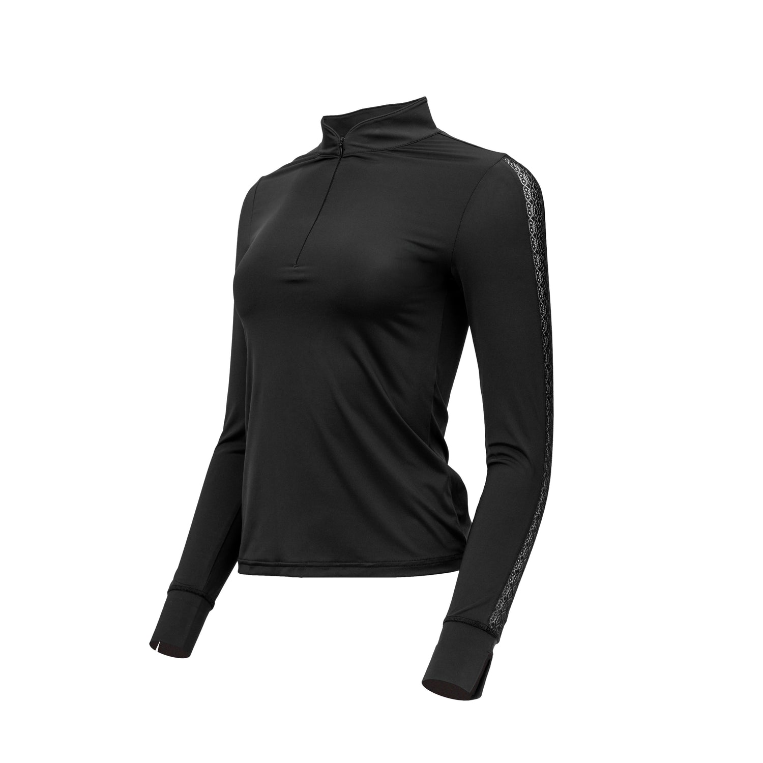 Annabelle - Long Sleeve Lace Riding Top - Black