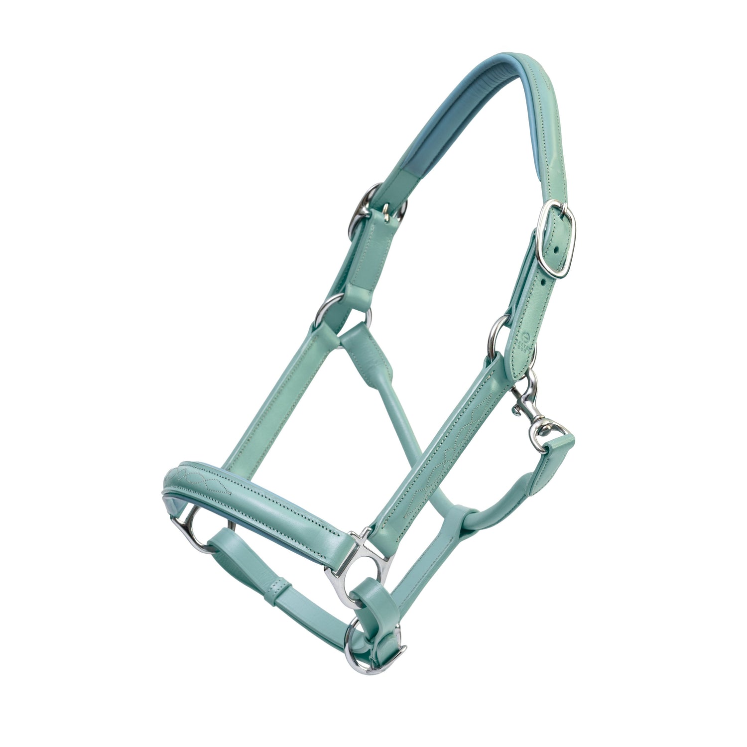 Sea Foam Green Leather Halter with Top Stitching