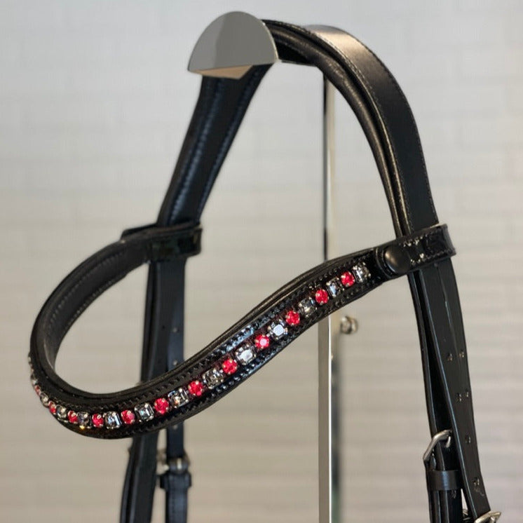 The Baroness Black Patent Snaffle Bridle