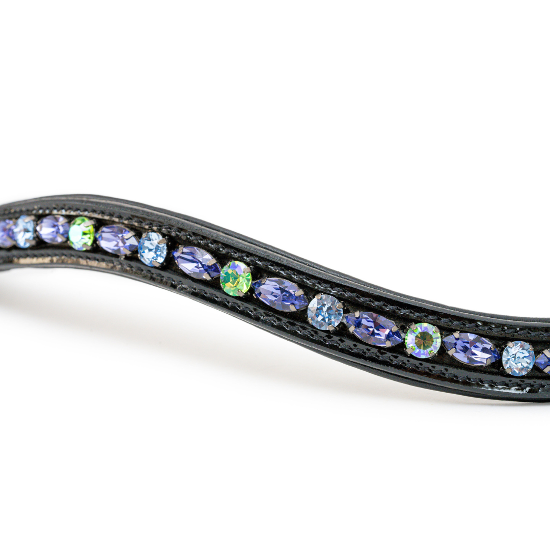 Paris Navette Crystal Patent Midline Browband - Tanzanite, Light Sapphire &amp; Peridot Shimmer