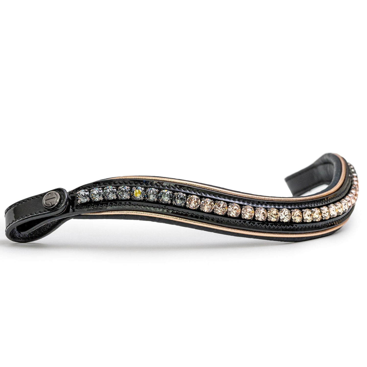 🖤 The Gotham Black Patent Snaffle Bridle – Patent Leather | Croc Print | Ombre Austrian Crystal Browband