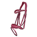 Pink Barbie horse bridle with crystal browband on a white background