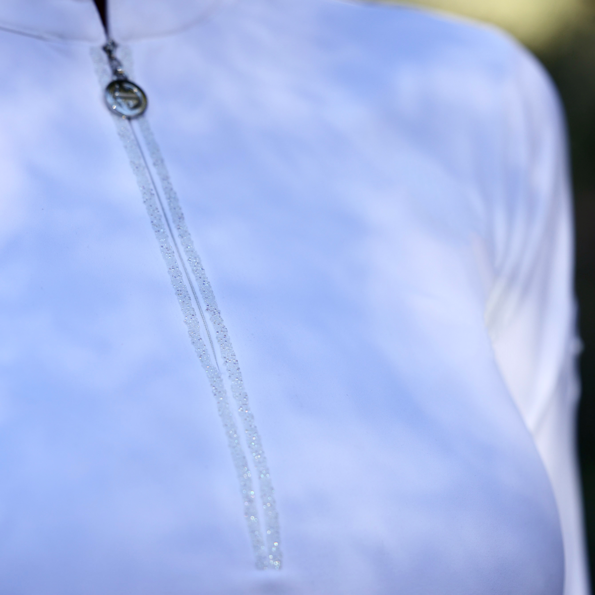 Heidi - Long Sleeve Show Shirt with Crystal Fabric Trim
