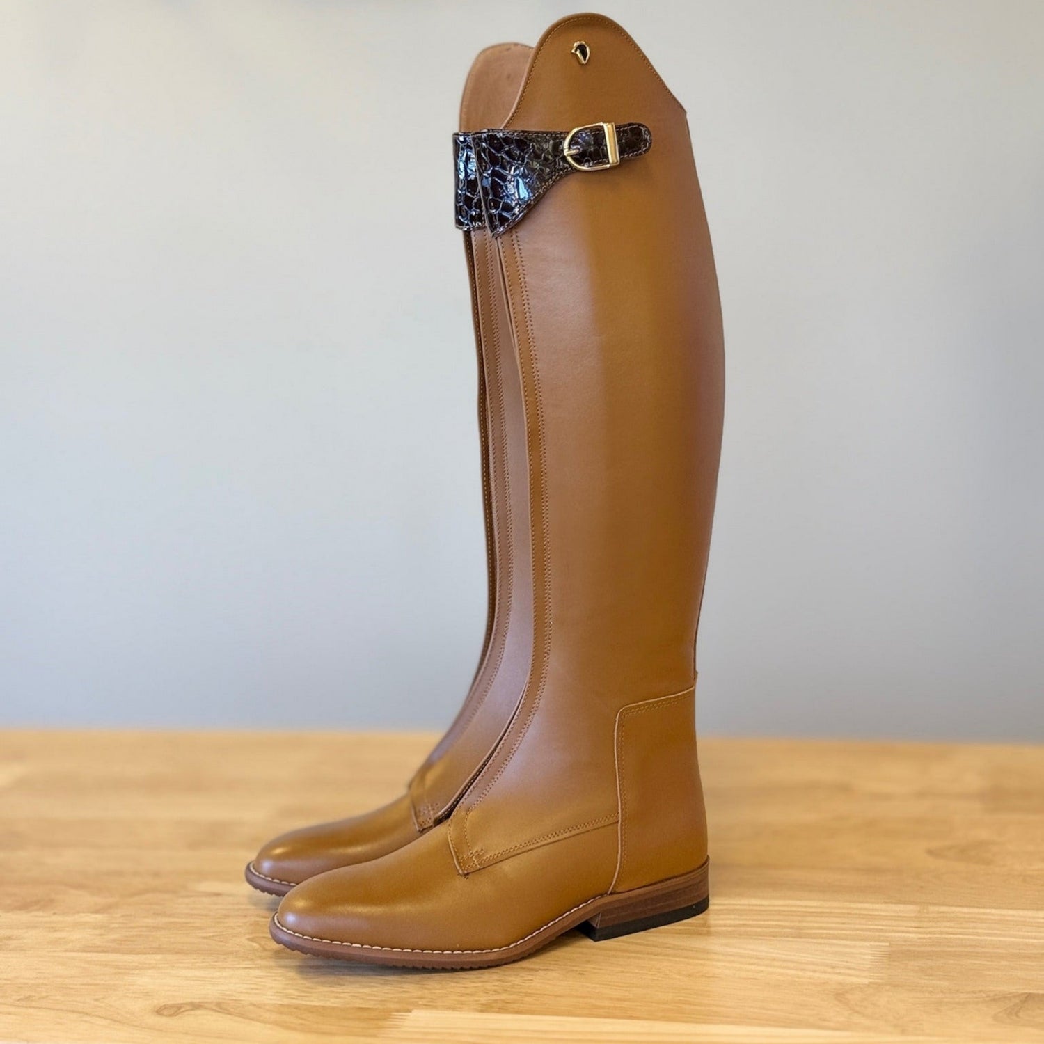 Derby Polo Boots - Cognac & Brown Patent Croc