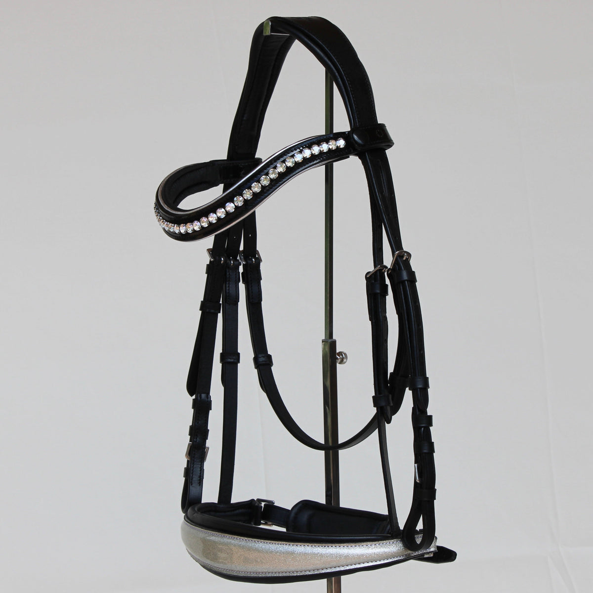 Starlight Black Leather Silver Sparkle Snaffle Bridle