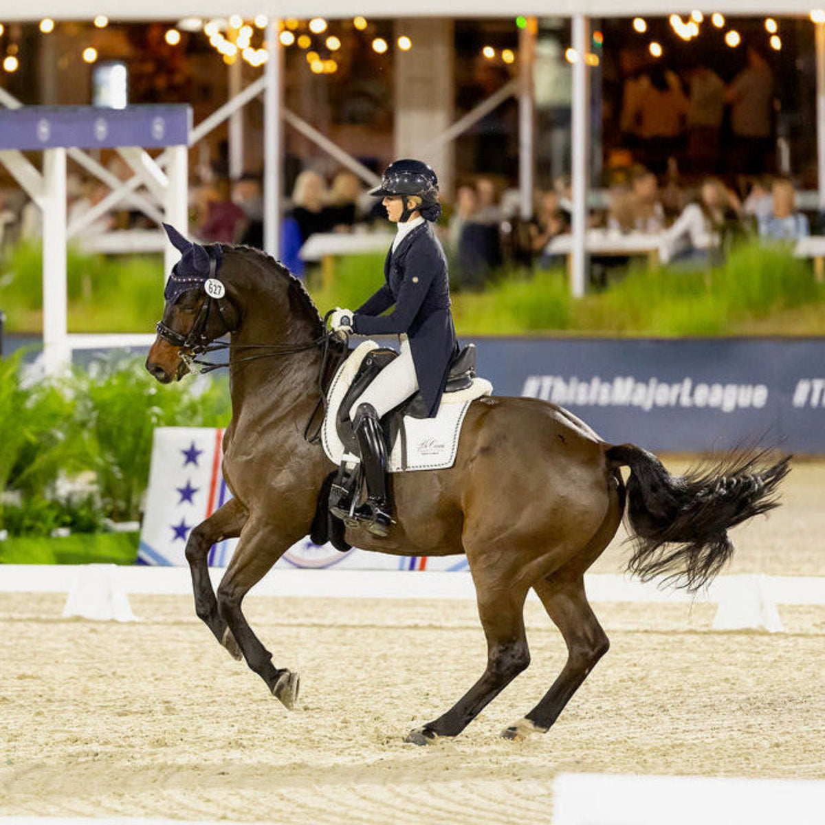 European Cotton Dressage Saddle Pad - White & Black Twist Trim Full