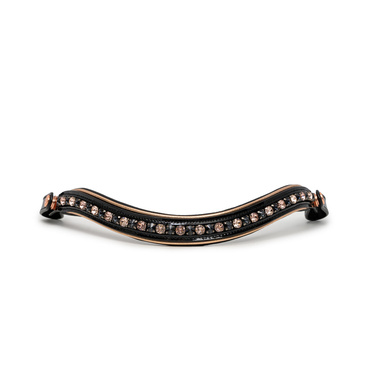 LIMITED EDITION: Aurelia Black Patent & Rose Gold Double Bridle
