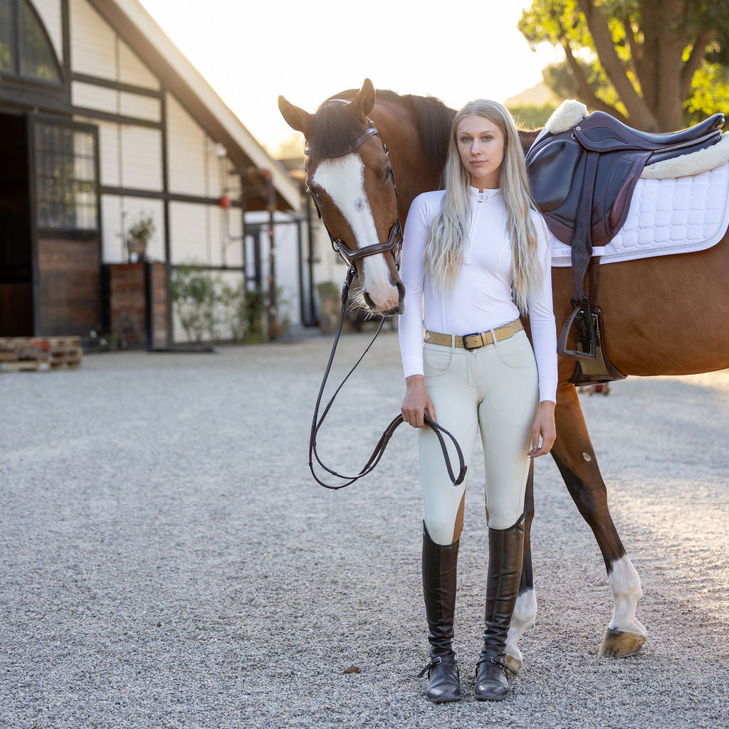 Evolution Hampton Clarino Knee Patch Breeches - Hunter Tan