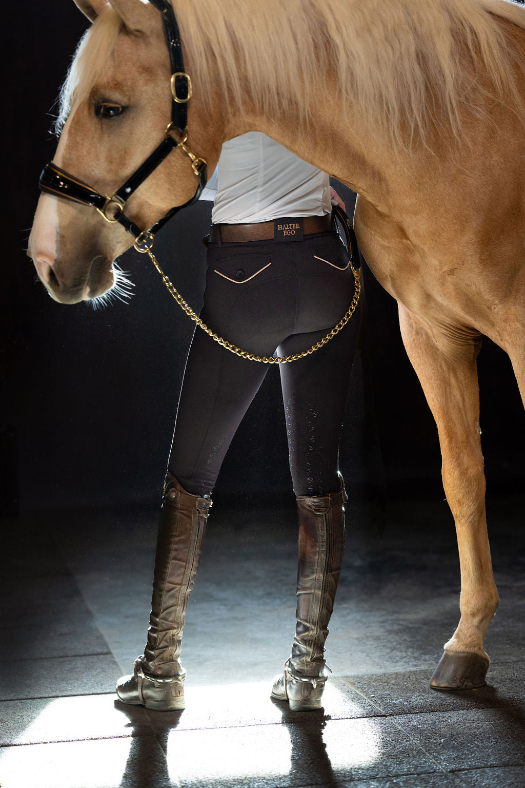 Evolution Knee Patch Breeches - Black with Rose Gold