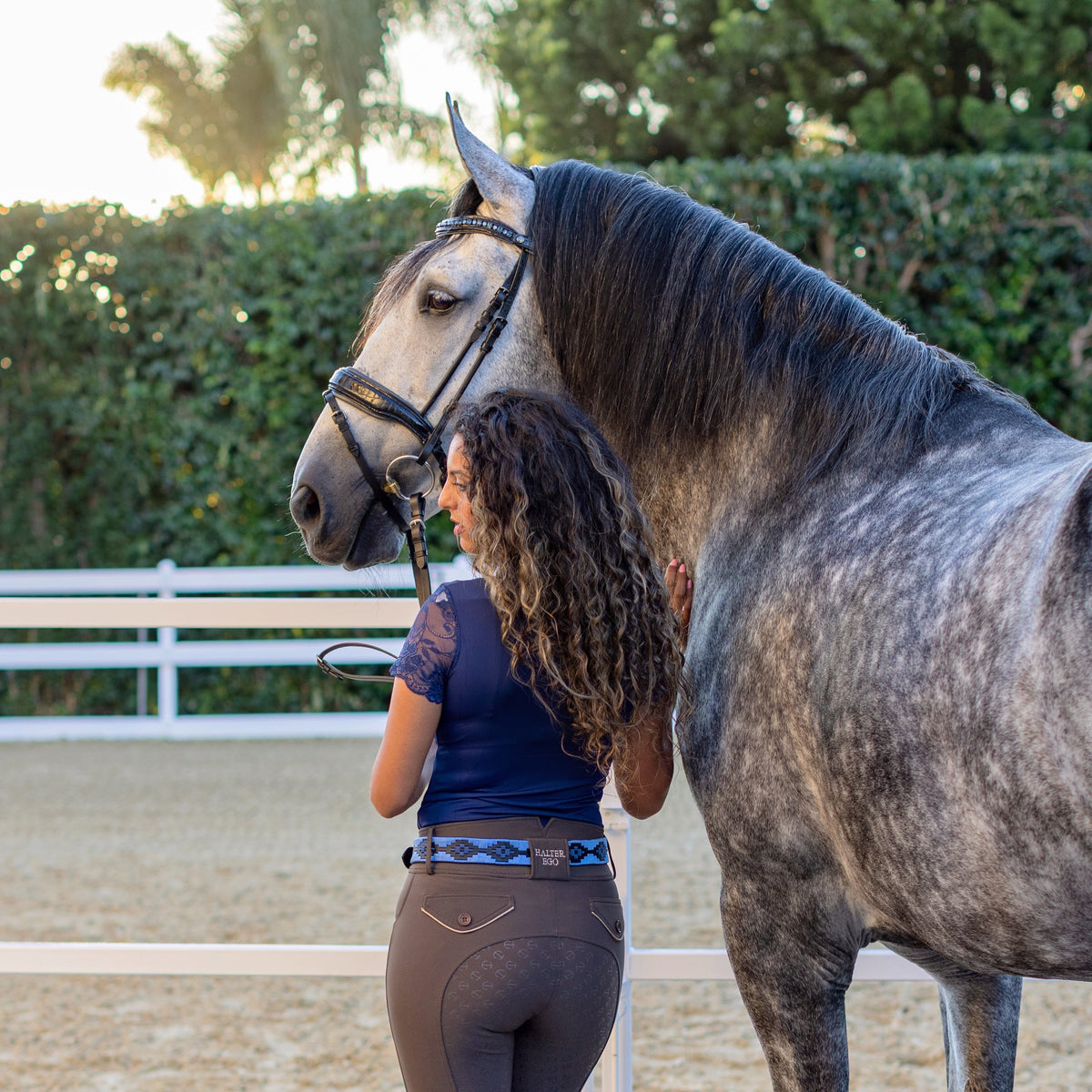 Azul Nocturno - Midnight  & Sky Blue Black Leather Polo Belt