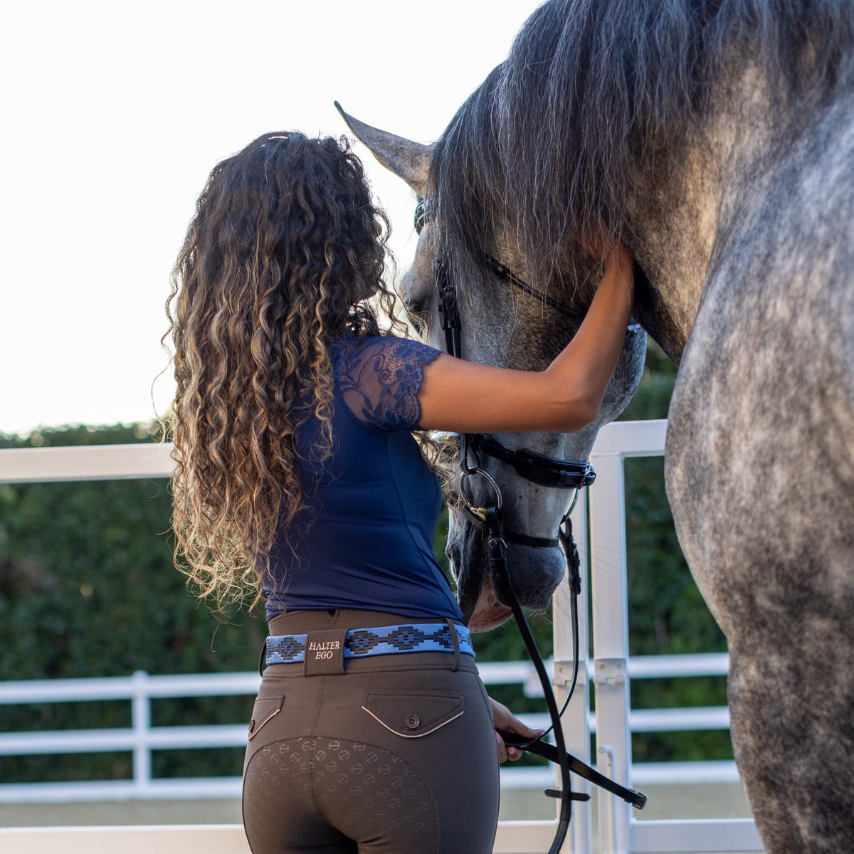 Azul Nocturno - Midnight  & Sky Blue Black Leather Polo Belt