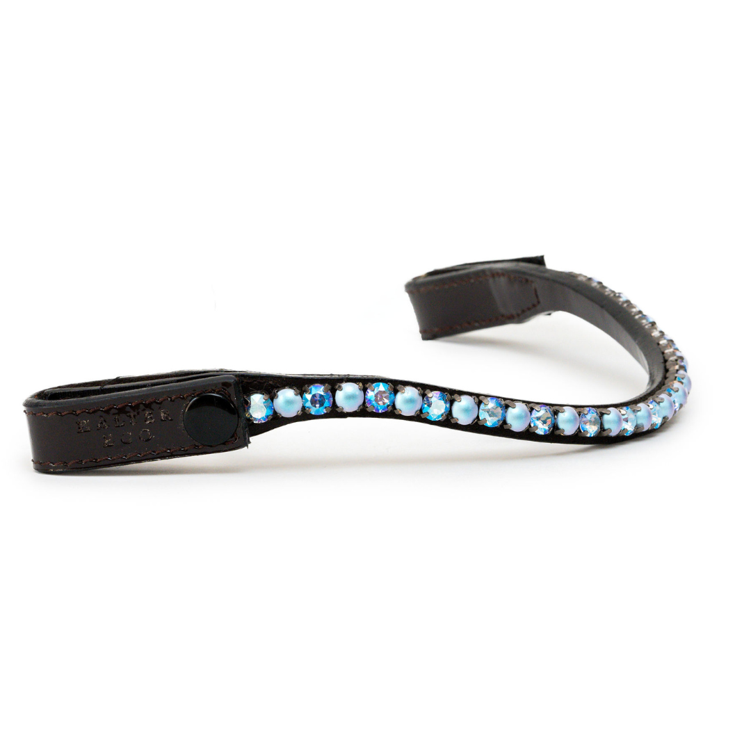 Perfectly Pearl Parisian Blue - Crystal Slimline Browband with Snaps