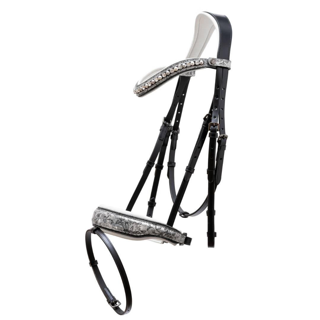 The Marie Antoinette Black Leather Snaffle Bridle