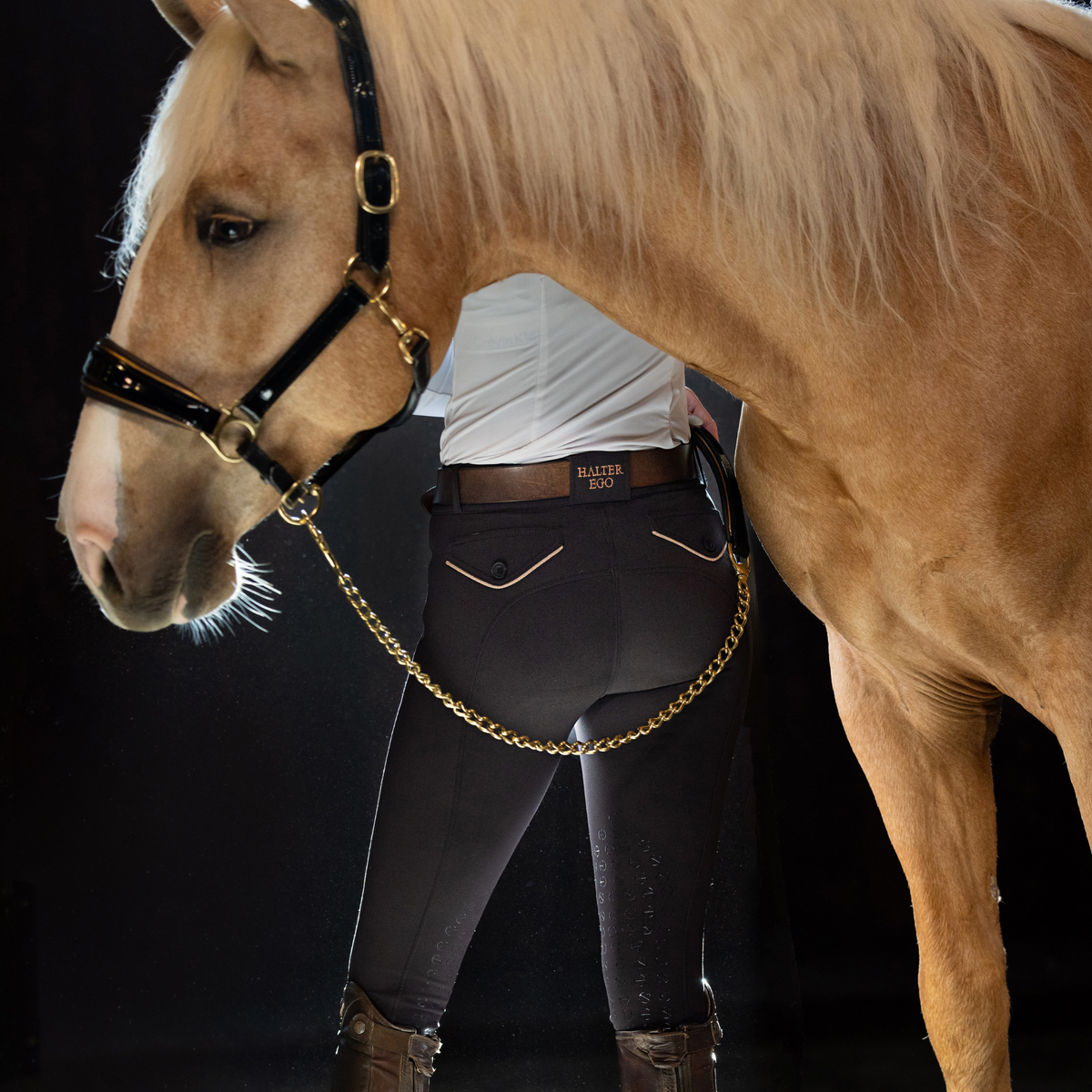 Evolution Knee Patch Breeches - Black with Rose Gold