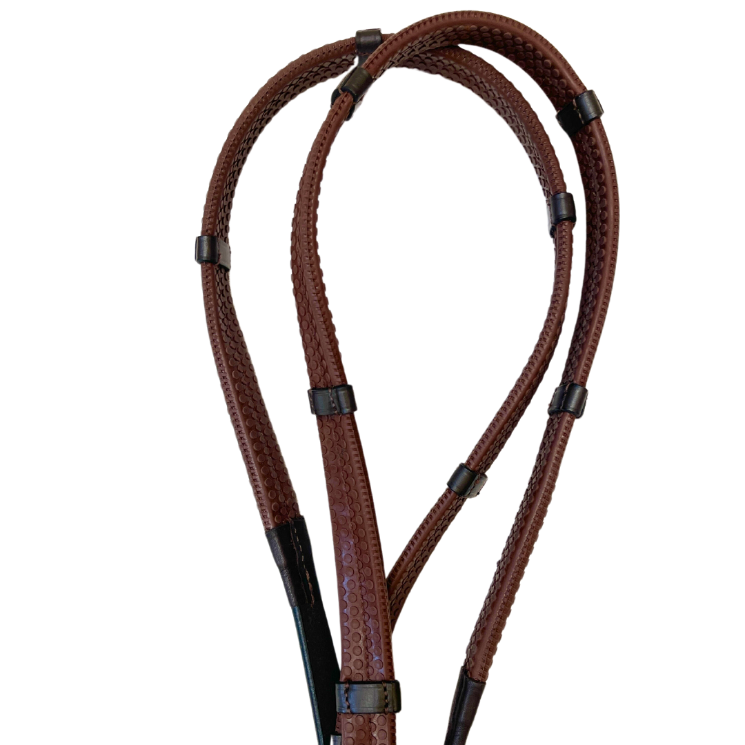 Brown Pebble Rubber Reins with Stops