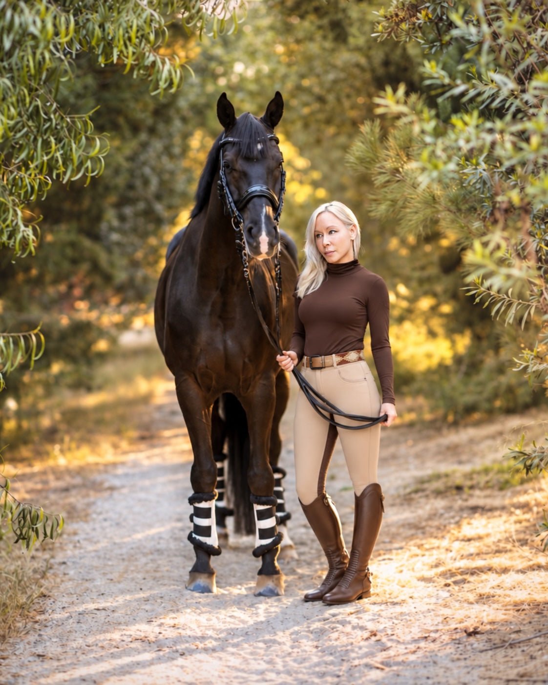 Evolution Contrast Full Seat Breeches - Dull Gold & Black Coffee Seat