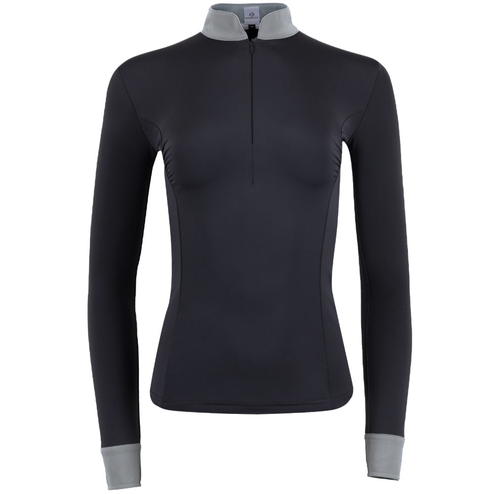 Roxana - Black & Luxe Gray Long Sleeve Riding Shirt