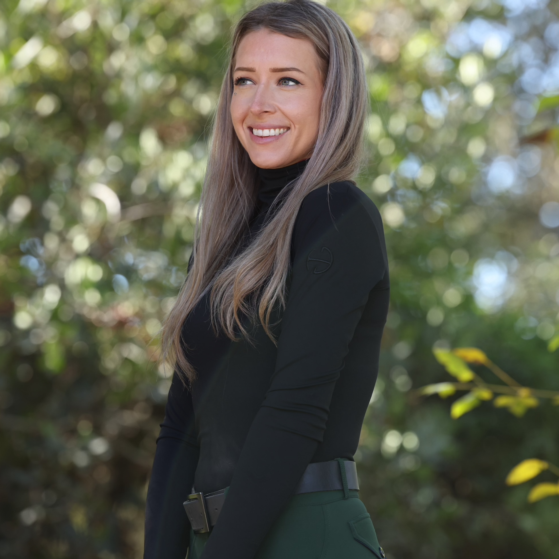 Jill Long Sleeve Activewear Turtleneck Black Halter Ego