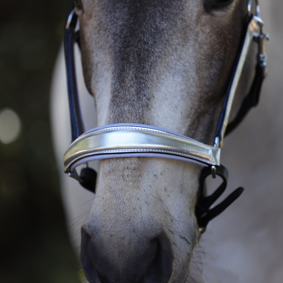 Starlight Metallic Silver Patent Leather Horse Halter