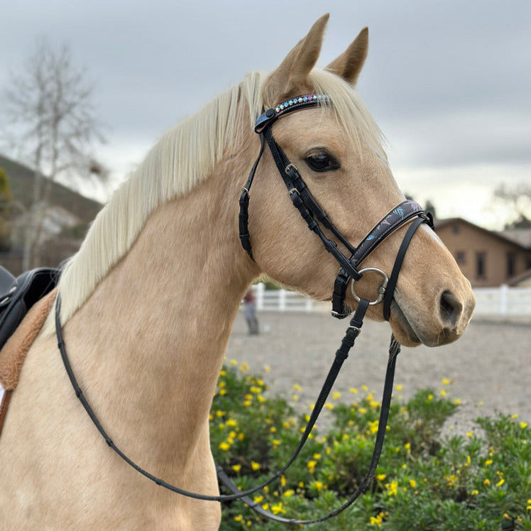 Fleur Snaffle Bridle - Cream Padding