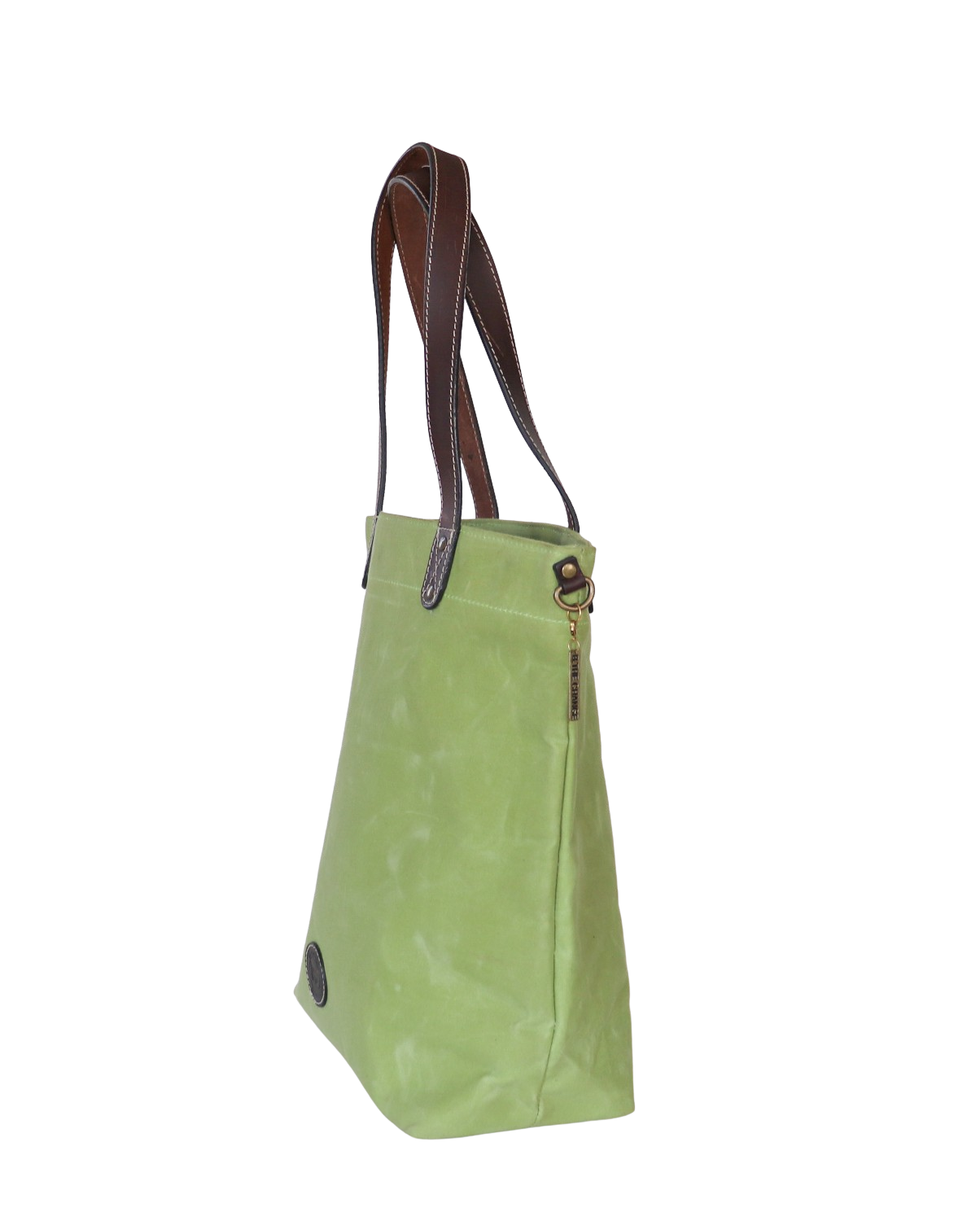 Alsace Waxed Canvas & Genuine Leather Tote Bag - Lime Green