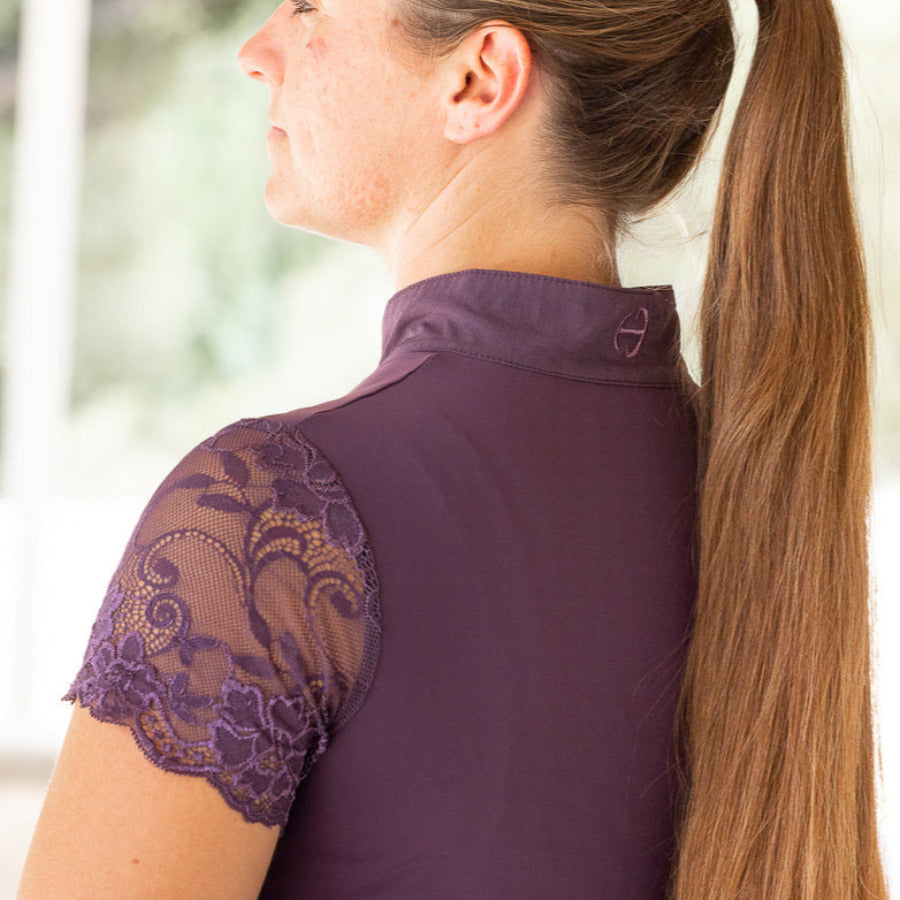 Tara - Aubergine Short Sleeve Lace Competition Shirt
