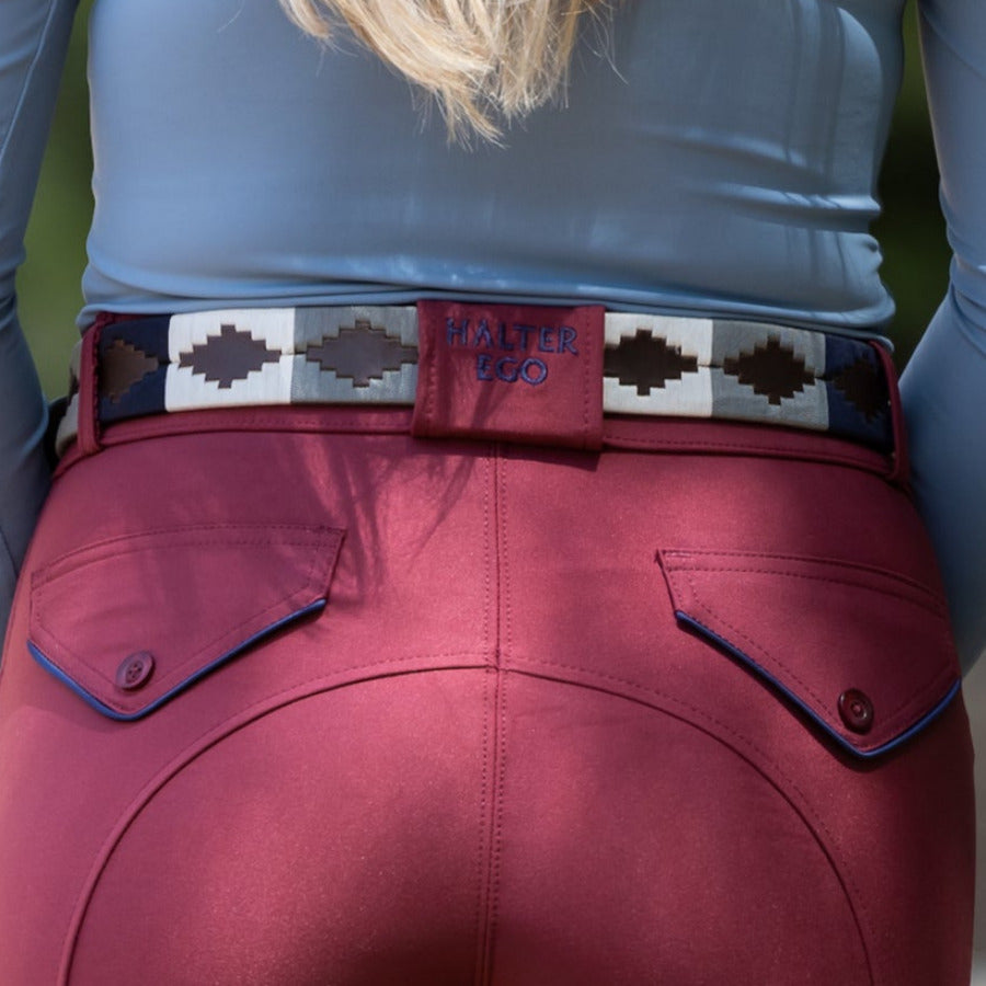 Perfection 2.0 - Burgundy &amp; Navy Piping Knee Patch Breeches