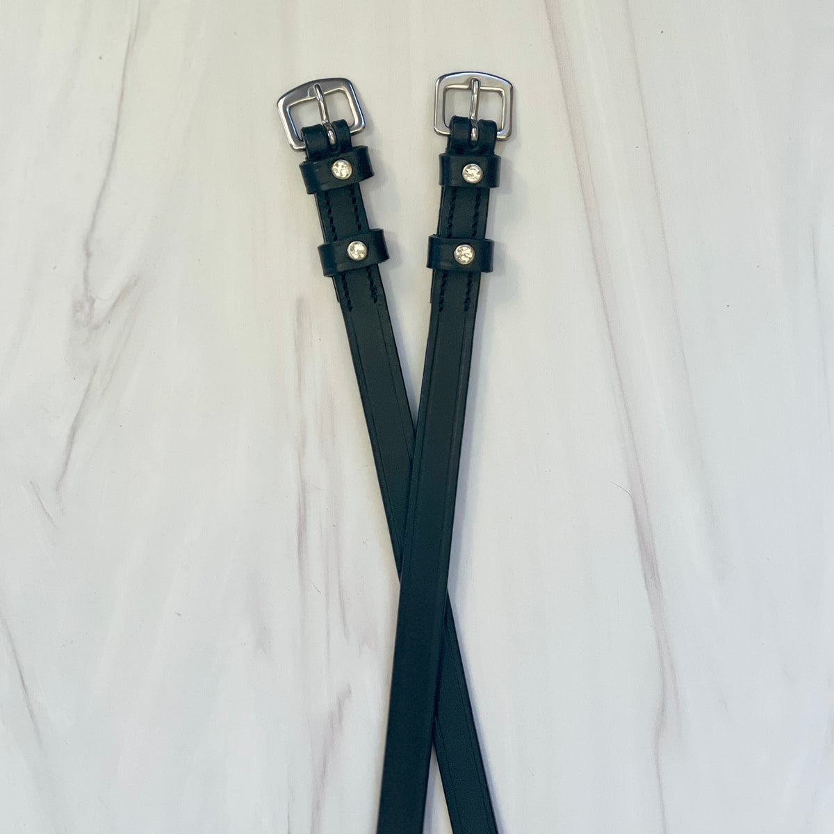 Brixton Black Leather &amp; Clear Crystal Spur Straps