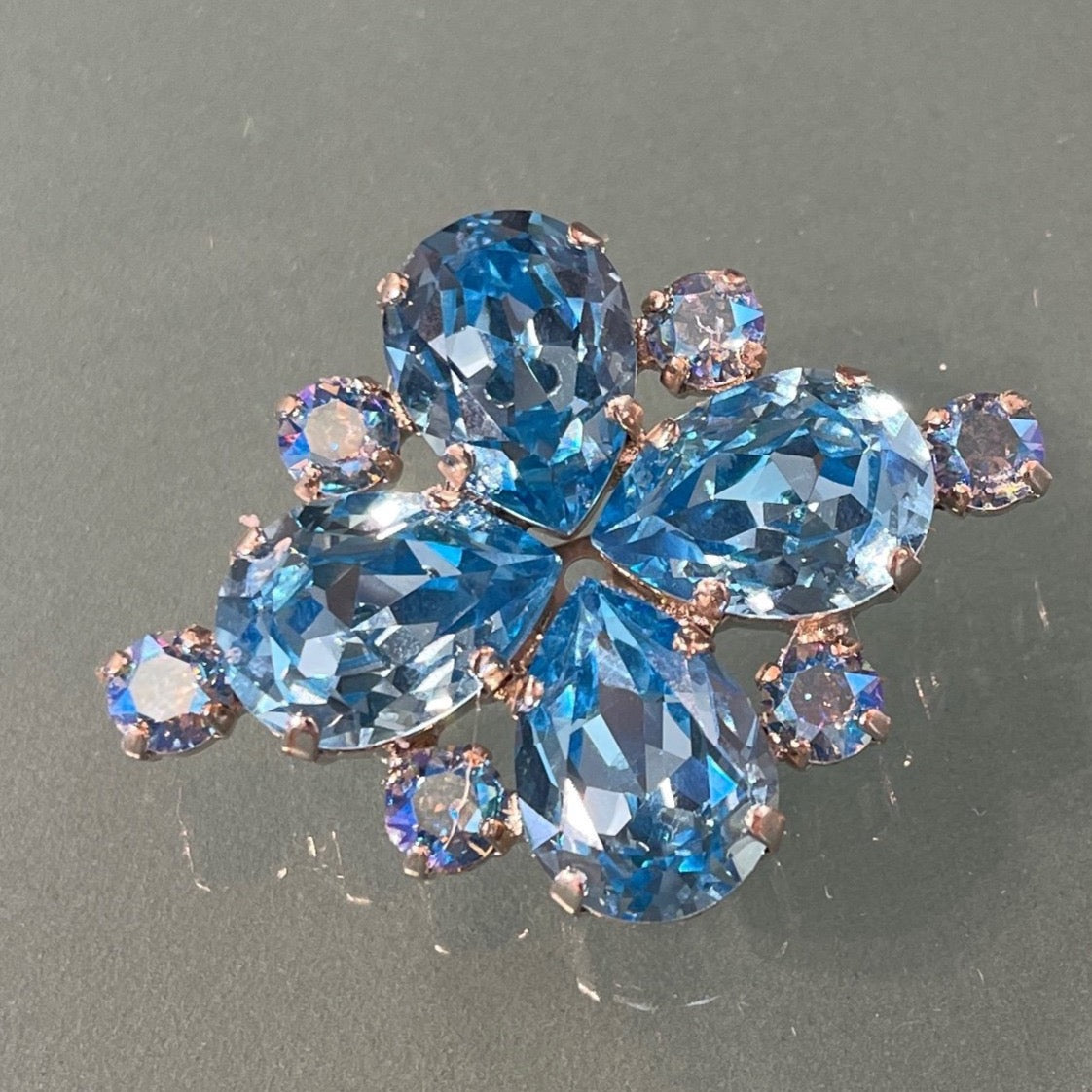 Starflower Crystal Stock Pin - Aqua &amp; Sapphire Shimmer