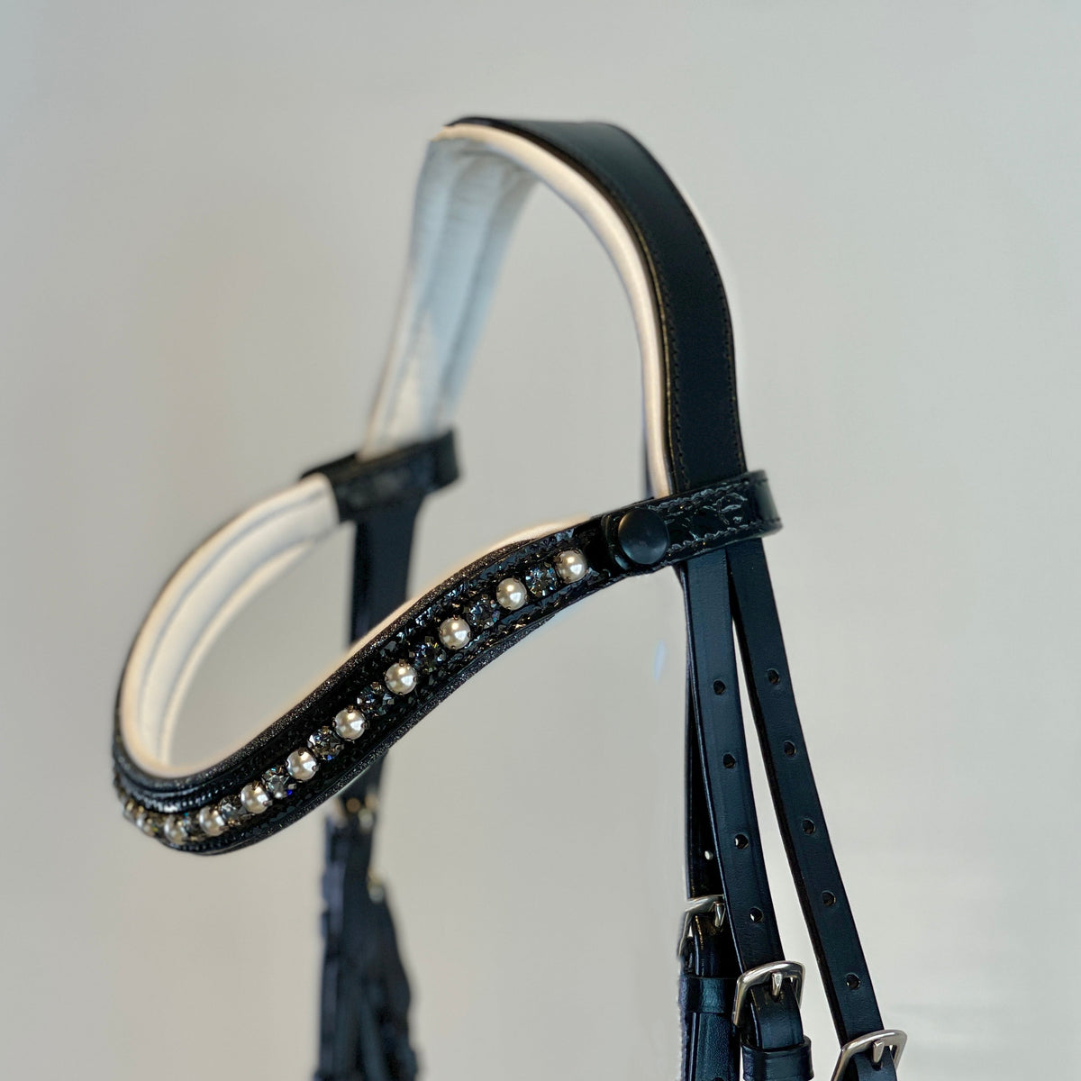 The Harlow Black Patent Snaffle Bridle