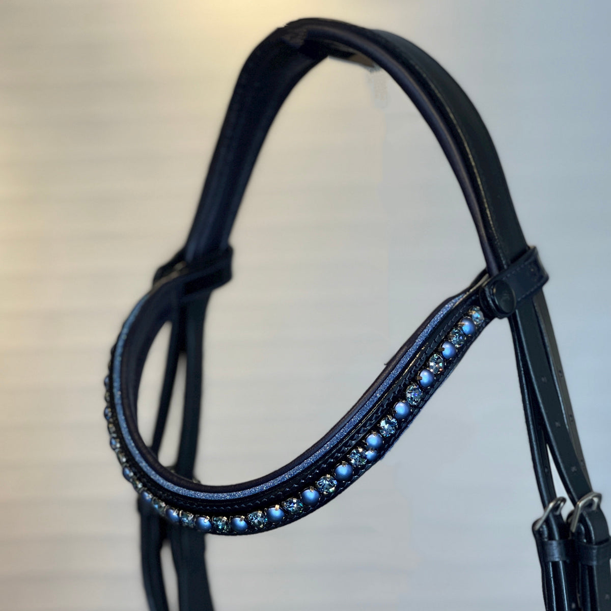 The Bluebell - Navy Patent Leather Snaffle Bridle with REMOVABLE FLASH